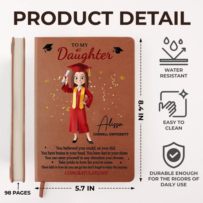 Personalised Leather Journal – Graduation Gift for Brother or Sister – Dream Big, Shine Bright