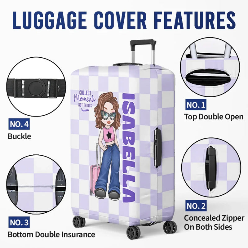 Personalised Luggage Cover – Summer Holiday Gift for Travel Lovers – Just A Girl Who Loves Traveling