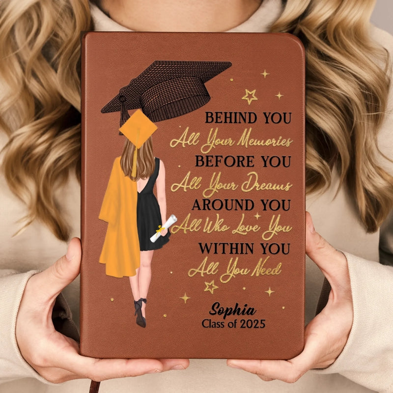 Personalised Leather Journal – Graduation Gift for Brother, Sister or Best Friend – Chasing Success, One Step at a Time