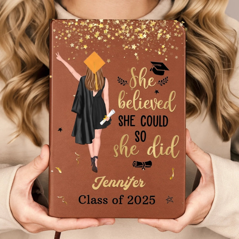 Personalised Leather Journal – Graduation Gift for Brother or Sister – Watch Me Write My Next Chapter