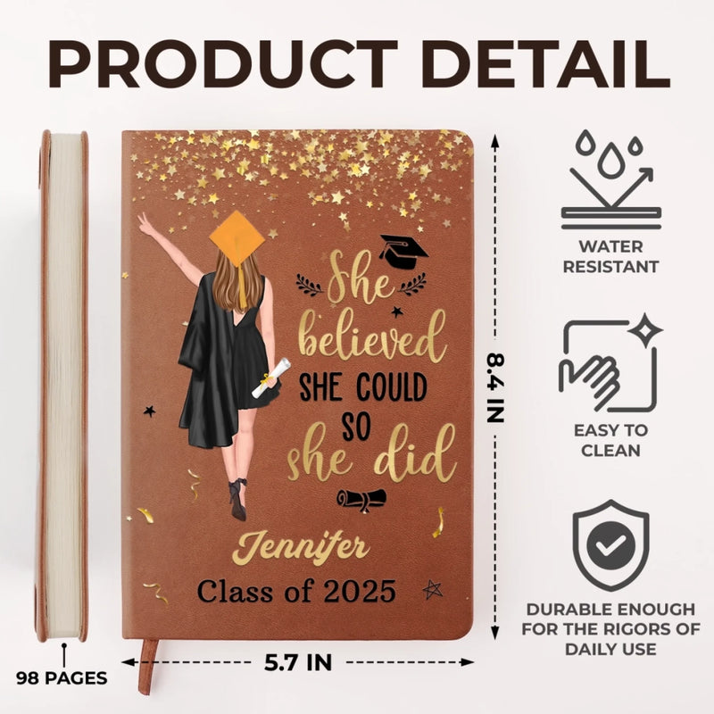 Personalised Leather Journal – Graduation Gift for Brother or Sister – Watch Me Write My Next Chapter