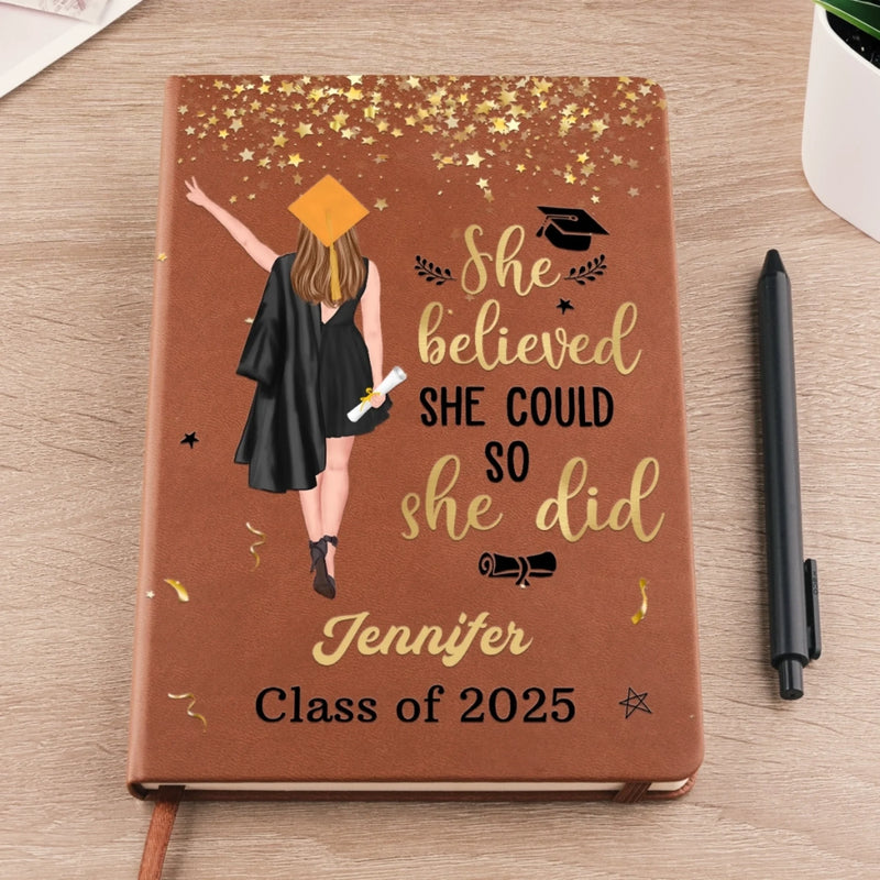 Personalised Leather Journal – Graduation Gift for Brother or Sister – Watch Me Write My Next Chapter