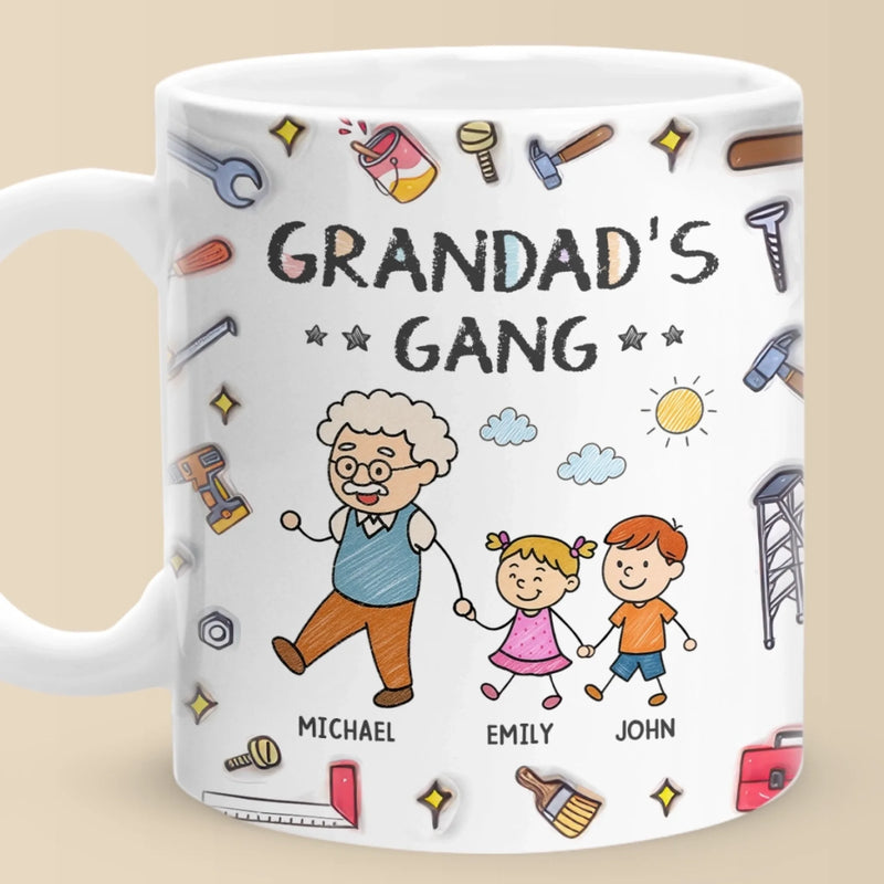 Personalised 3D Inflated Effect Printed Mug – Gift for Dad or Grandpa – My Favorite Gang Calls Me Grandpa