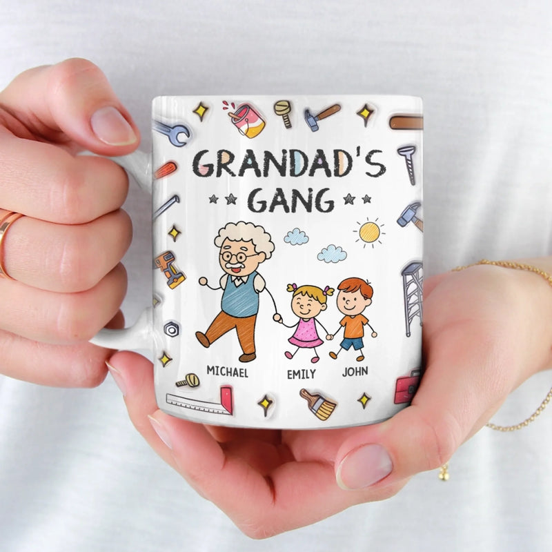 Personalised 3D Inflated Effect Printed Mug – Gift for Dad or Grandpa – My Favorite Gang Calls Me Grandpa