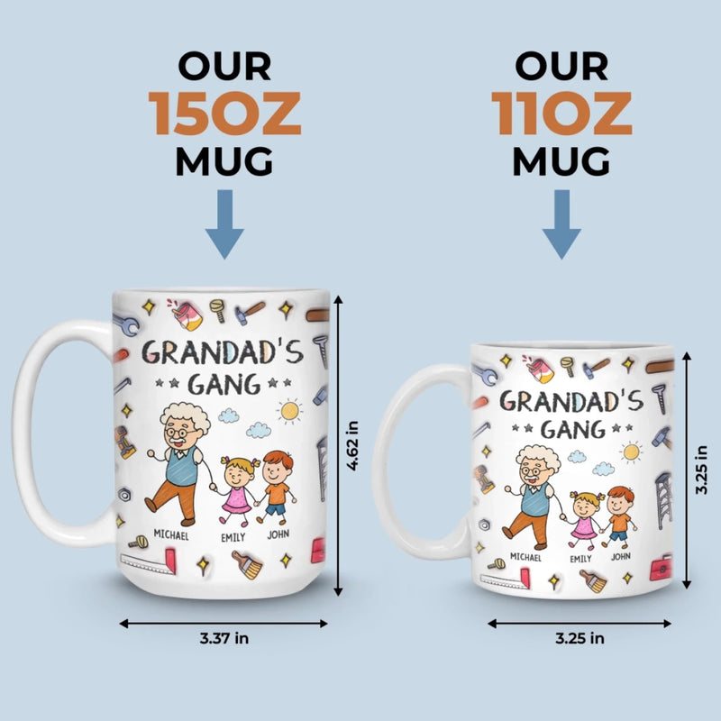 Personalised 3D Inflated Effect Printed Mug – Gift for Dad or Grandpa – My Favorite Gang Calls Me Grandpa