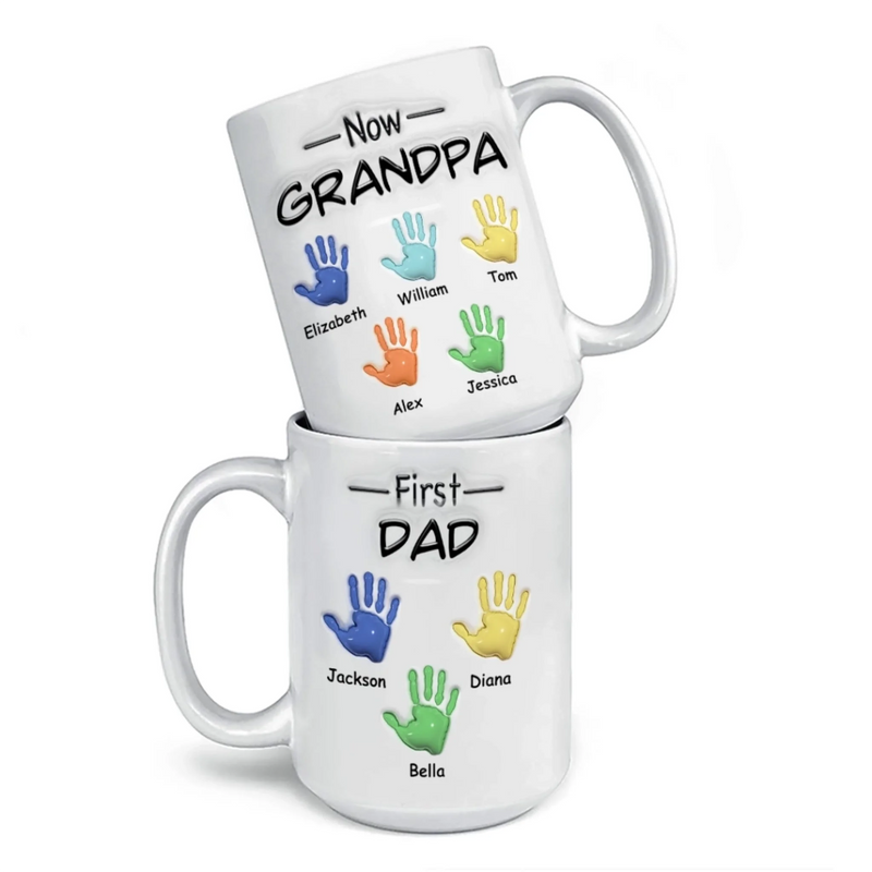 Personalised 3D Inflated Effect Printed Mug – Gift for Dad, Grandpa – From Dad To Grandpa