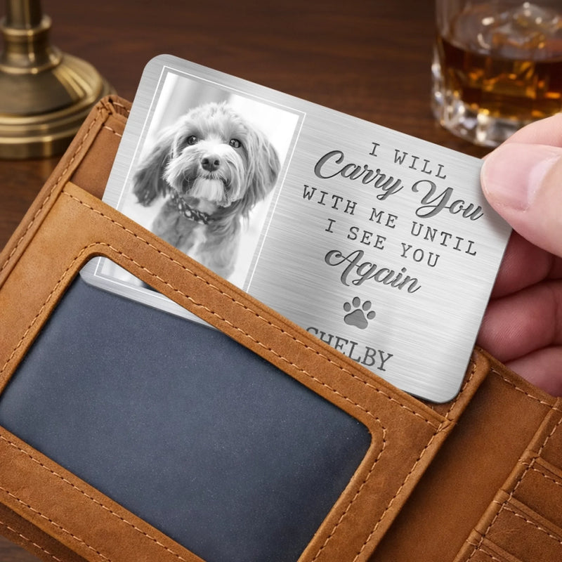 Personalised Photo Aluminum Wallet Card – Sympathy Gift for Pet Lovers  – They Lived, They Loved, They Purred