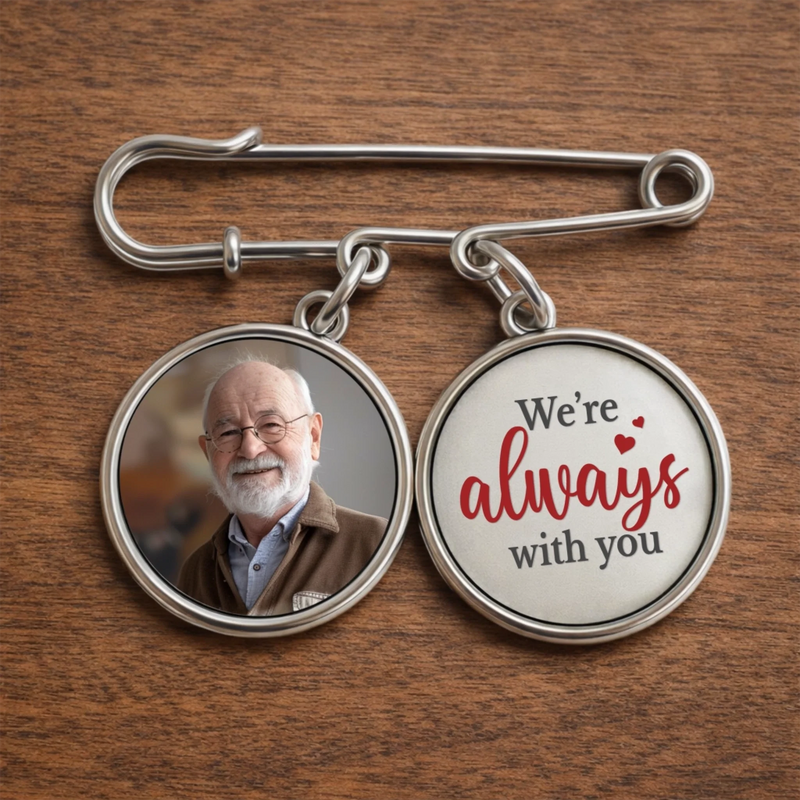 Personalised Lapel Pin with Photo Charm – Graduation Gift for Him or Her – Dreams Achieved, Goals Ahead