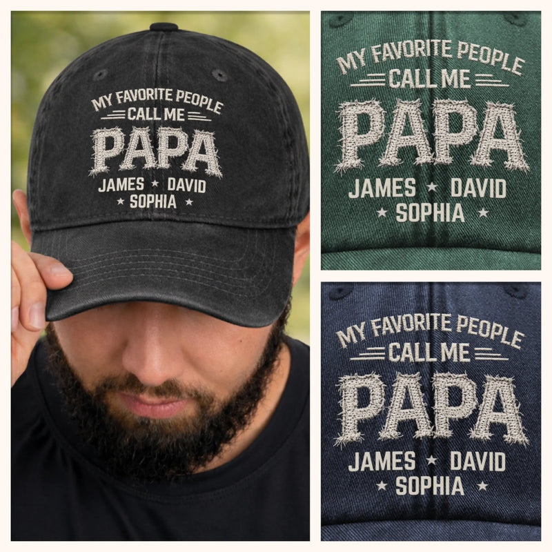 Personalised Washed Denim Cap – Gift for Dad or Grandad – Father’s Day or Birthday – With Love