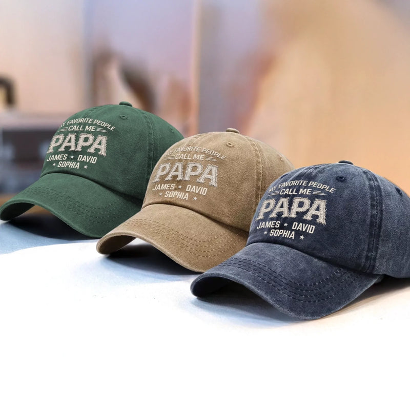 Personalised Washed Denim Cap – Gift for Dad or Grandad – Father’s Day or Birthday – With Love