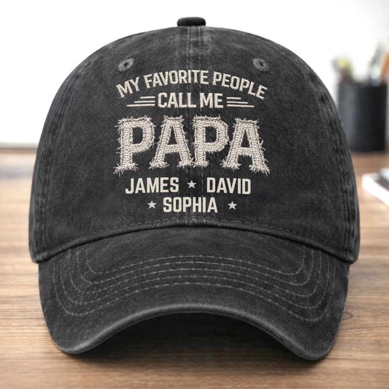 Personalised Washed Denim Cap – Gift for Dad or Grandad – Father’s Day or Birthday – With Love