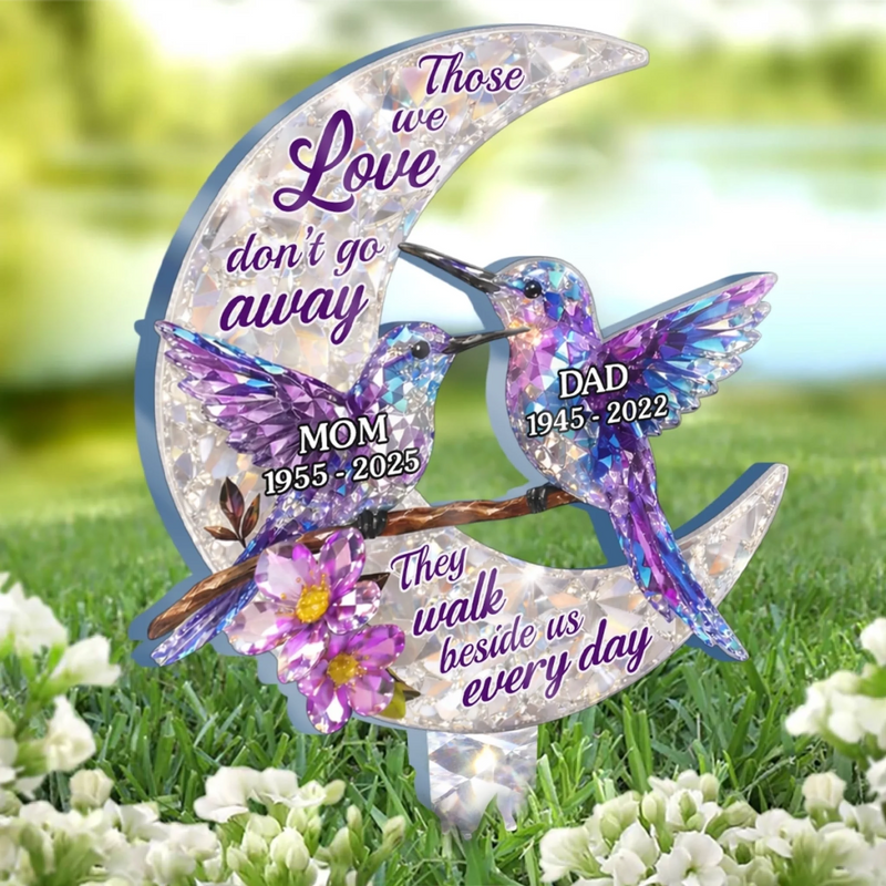Personalised Stained Glass Style Acrylic Garden Stake – Memorial for Mum or Dad – Loved and Missed Always