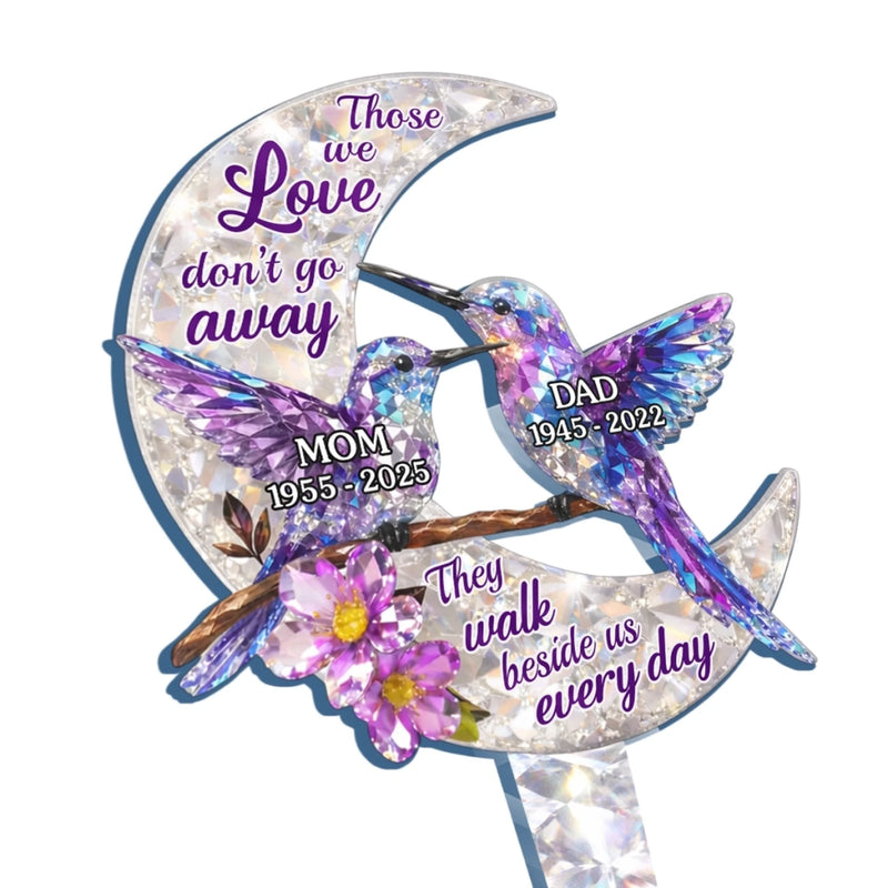 Personalised Stained Glass Style Acrylic Garden Stake – Memorial for Mum or Dad – Loved and Missed Always