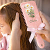 Personalised Birth Flower Paddle Hair Brush – Gift for Her – A Touch of Floral Charm