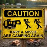 Custom Home Decor Metal Sign - Personalized Birthday Gifts For Campers - Camping Caution