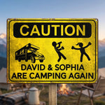 Custom Home Decor Metal Sign - Personalized Birthday Gifts For Campers - Camping Caution