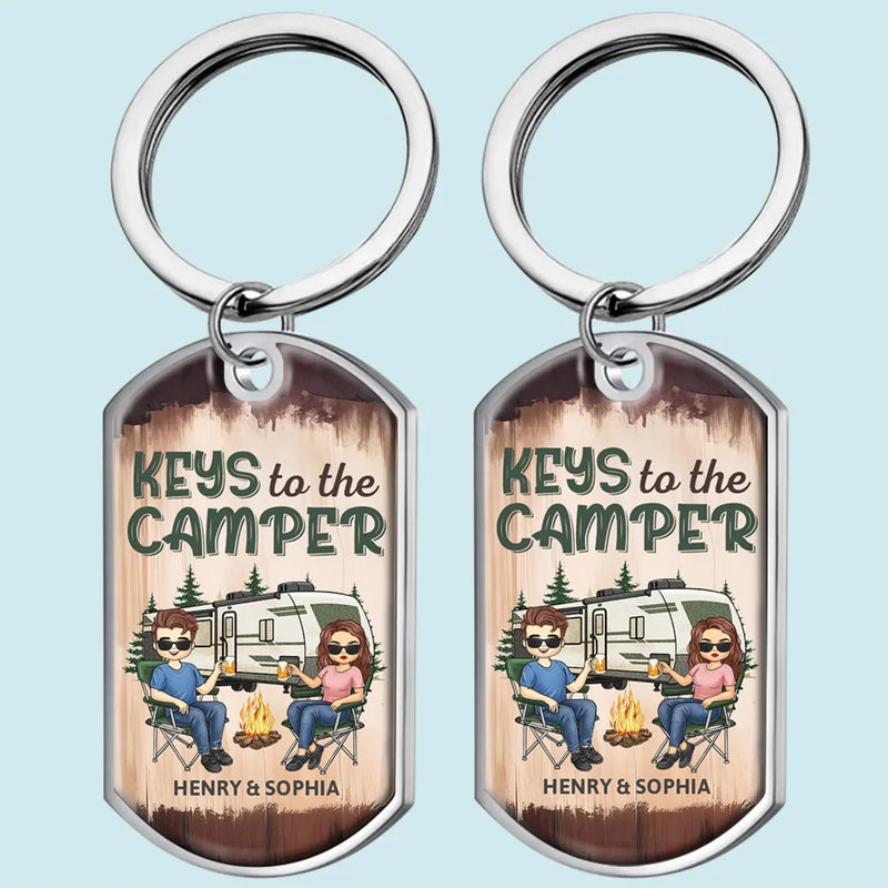 Personalised Keyring – Gift for Husband and Wife, Camper Lovers – Keys to the Camper
