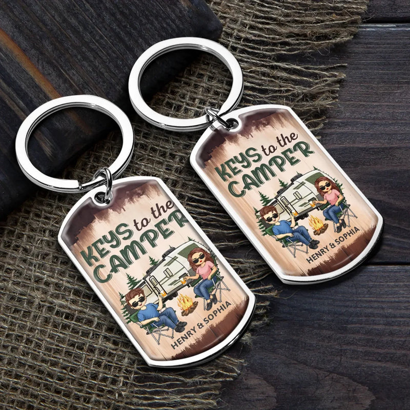 Personalised Keyring – Gift for Husband and Wife, Camper Lovers – Keys to the Camper