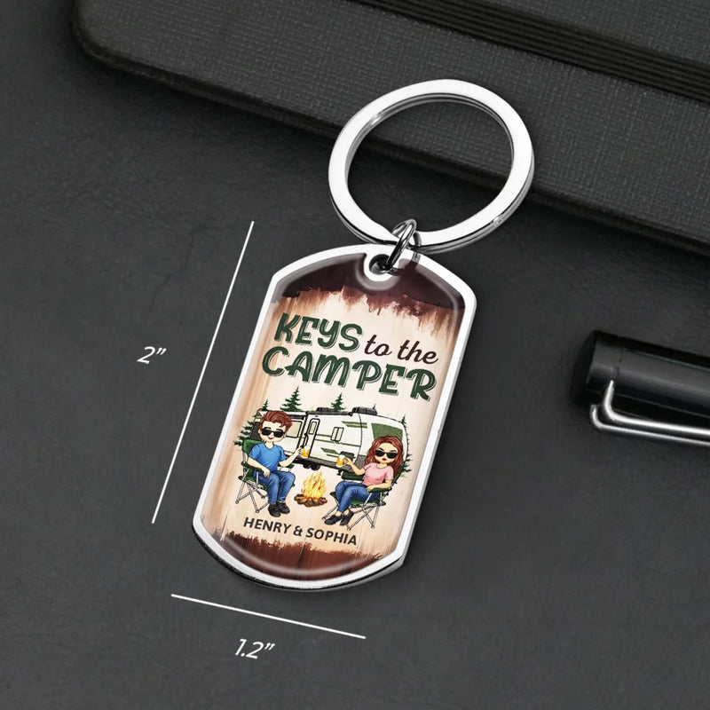 Personalised Keyring – Gift for Husband and Wife, Camper Lovers – Keys to the Camper
