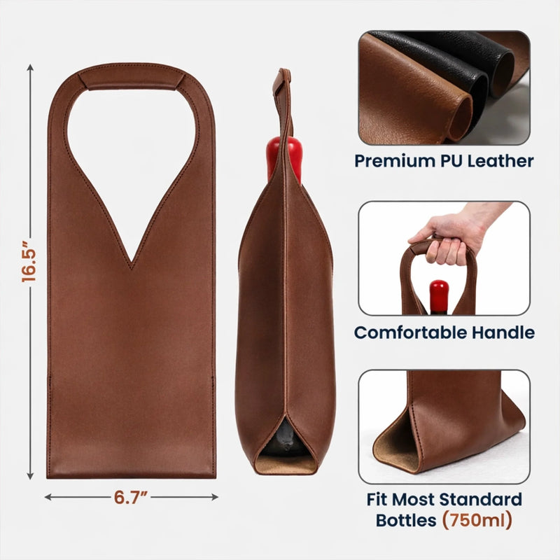 Personalised Leather Wine Bag – Funny Gift for Friends, Family or Coworkers – Sip Happens