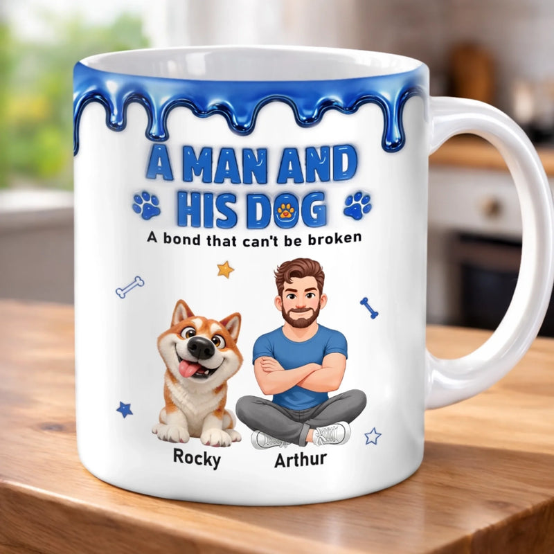 Personalised 3D Inflated Effect Mug – Father’s Day & Birthday Gift for Dog Lovers, Dog Dad – Home Is Where Pets Are