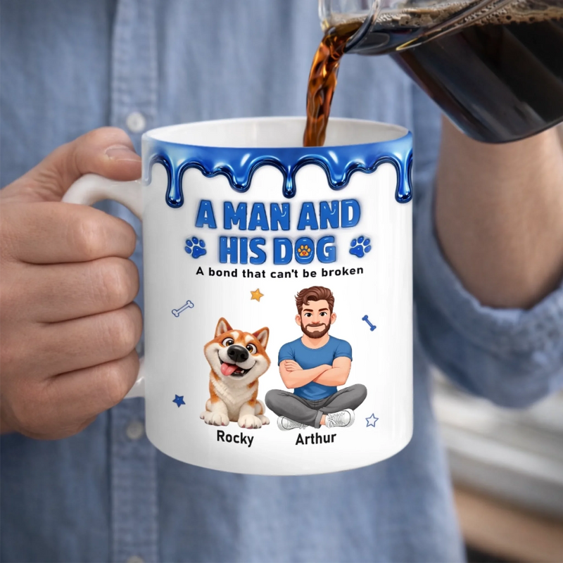 Personalised 3D Inflated Effect Mug – Father’s Day & Birthday Gift for Dog Lovers, Dog Dad – Home Is Where Pets Are