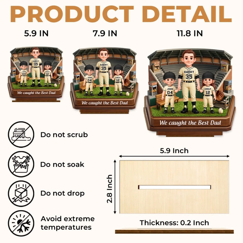 Personalised 2-Layer Wooden Plaque – Father’s Day & Birthday Gift for Dad, Grandpa – Our Favourite Player Calls Us Family