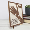 Personalised Family 2-Layer Wooden Plaque with Stand – Father’s Day Gift for Dad or Grandad – We Hold Our Hands Together Forever