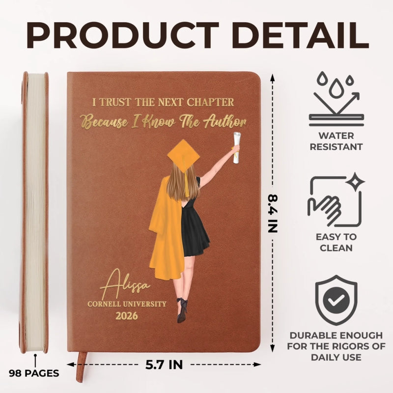 Personalised Leather Journal – Graduation Gift for Brother or Sister – I Trust The Next Chapter