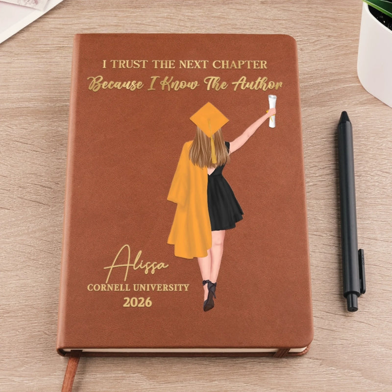 Personalised Leather Journal – Graduation Gift for Brother or Sister – I Trust The Next Chapter
