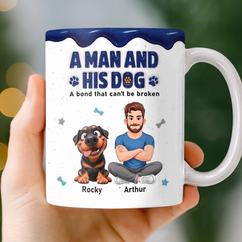 Personalised 3D Inflated Effect Mug – Father's Day & Birthday Gift for Dog Lovers, Dog Dad – A Bond That Will Never Break