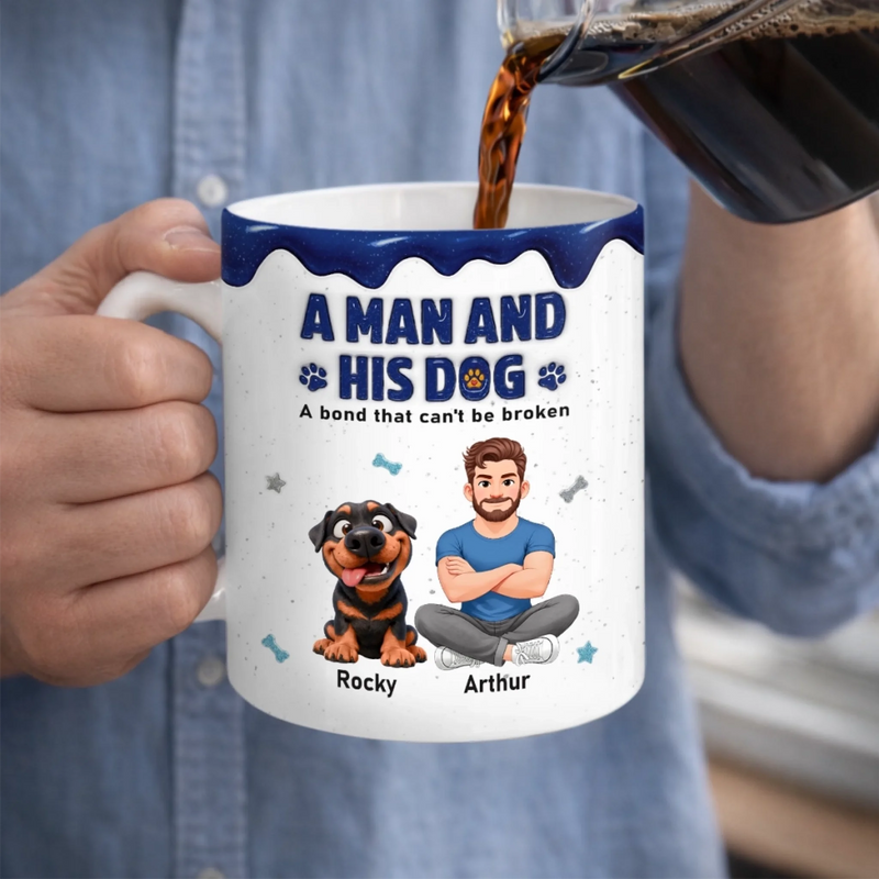 Personalised 3D Inflated Effect Mug – Father's Day & Birthday Gift for Dog Lovers, Dog Dad – A Bond That Will Never Break