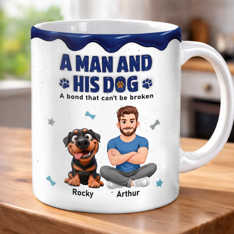 Personalised 3D Inflated Effect Mug – Father's Day & Birthday Gift for Dog Lovers, Dog Dad – A Bond That Will Never Break