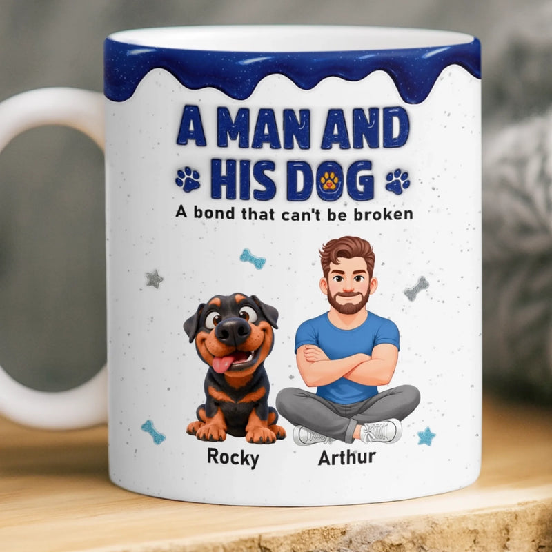 Personalised 3D Inflated Effect Mug – Father's Day & Birthday Gift for Dog Lovers, Dog Dad – A Bond That Will Never Break
