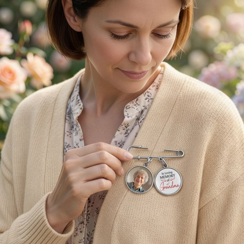 Personalised Photo Charm Lapel Pin - Meaningful Memorial or Graduation Gift - We're Always With You