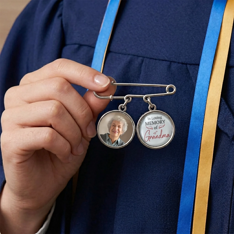 Personalised Photo Charm Lapel Pin - Meaningful Memorial or Graduation Gift - We're Always With You