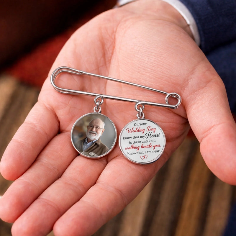 Personalised Photo Charm Lapel Pin - Meaningful Memorial Gift - Gone But Never Truly Apart