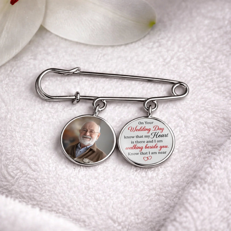 Personalised Photo Charm Lapel Pin - Meaningful Memorial Gift - Gone But Never Truly Apart