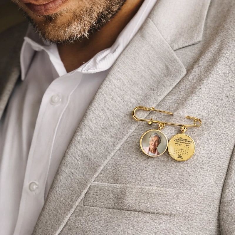 Personalised Photo Charm Lapel Pin - Meaningful Memorial Gift - This Achievement Is For You Above