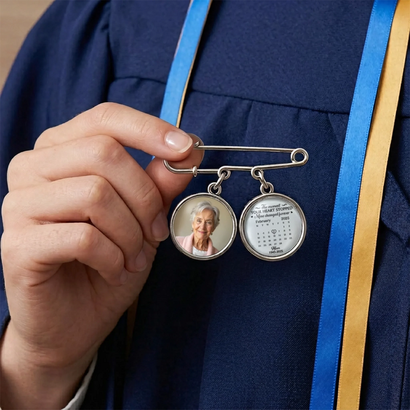 Personalised Photo Charm Lapel Pin - Meaningful Memorial Gift - This Achievement Is For You Above