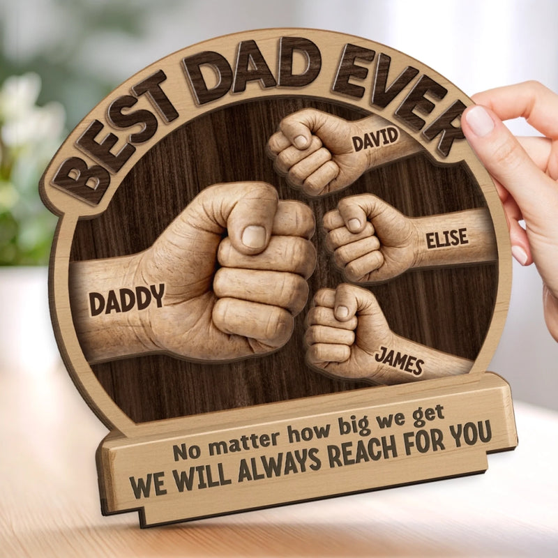 Personalised 2-Layer Wooden Plaque – Father’s Day & Birthday Gift for Dad, Grandpa – Greatest Dad Ever
