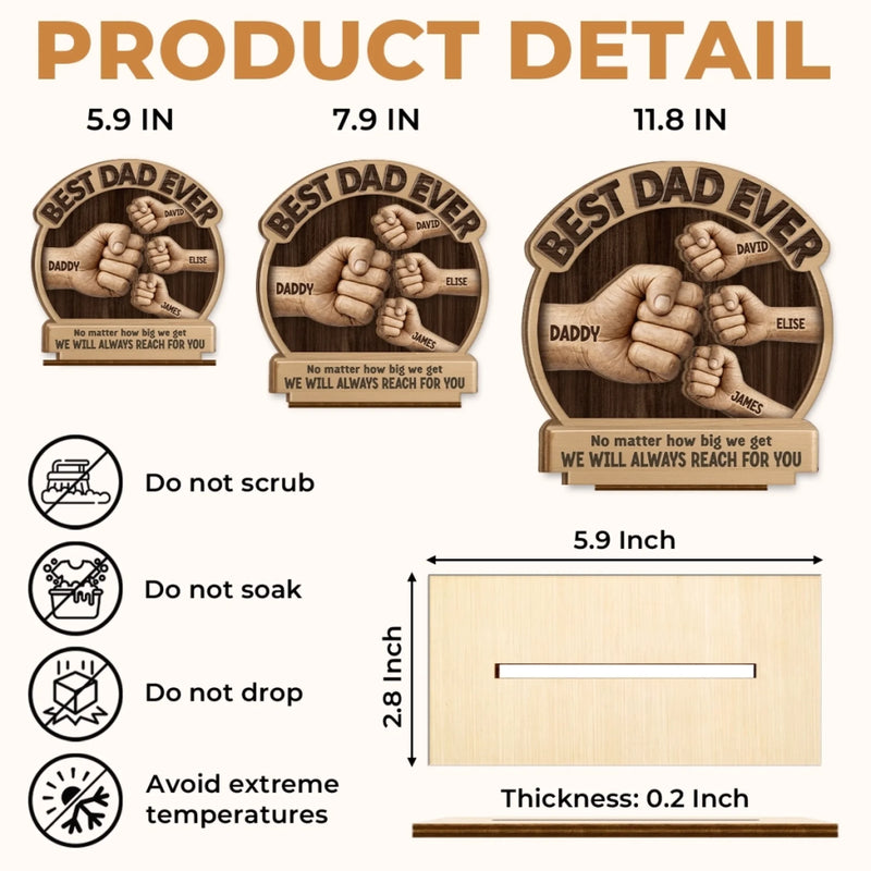 Personalised 2-Layer Wooden Plaque – Father’s Day & Birthday Gift for Dad, Grandpa – Greatest Dad Ever