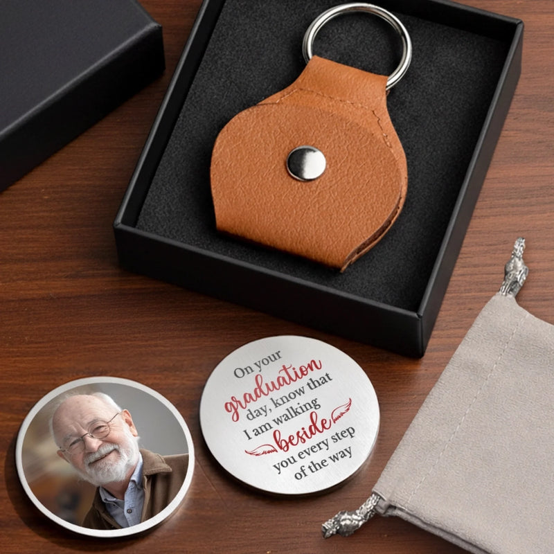 Personalised Photo Pocket Hug Token - Meaningful Memorial or Graduation Gift - Your Strength Still Guides Me