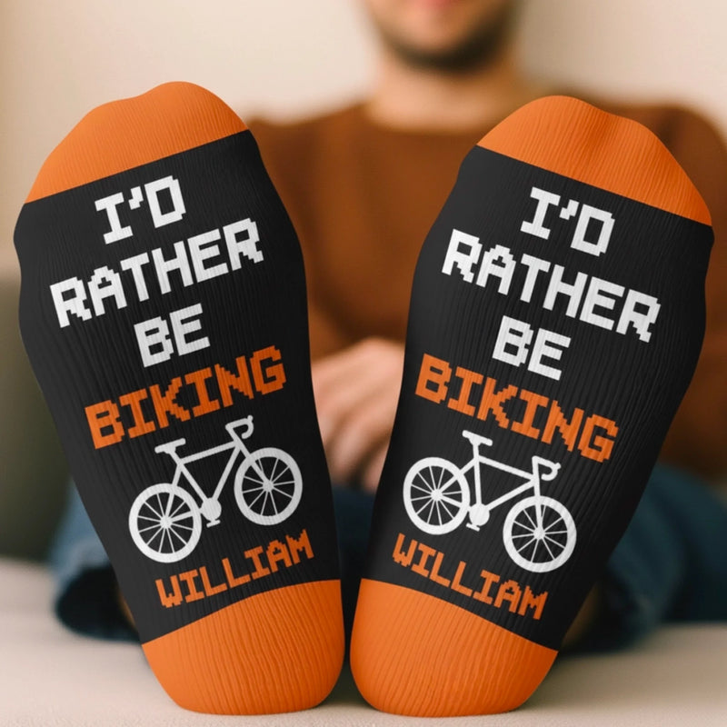 Personalised Crew Socks – Gift for Cyclists, Riders, Biking Lovers – Happiness Is A Bike Ride
