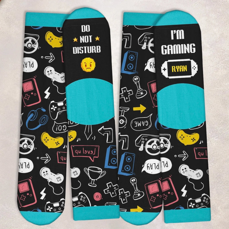 Personalised Crew Socks – Birthday Gift for Gamers, Game Lovers, Gaming Fans, Family – Step Into Joy