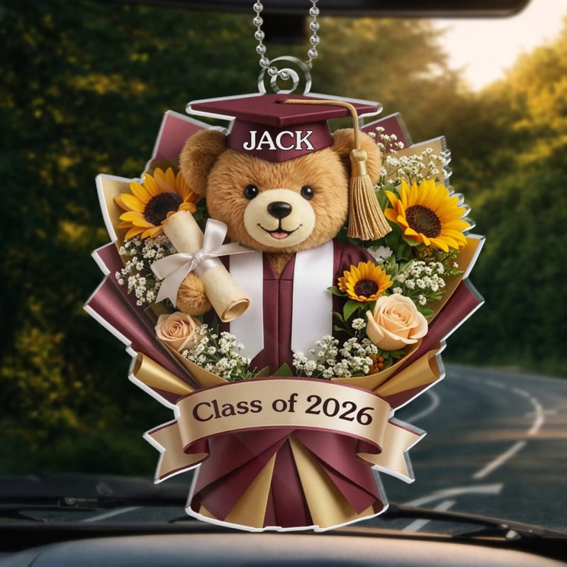 Personalised Acrylic Car Ornament - Meaningful Graduation Gift - And So The Adventure Begins