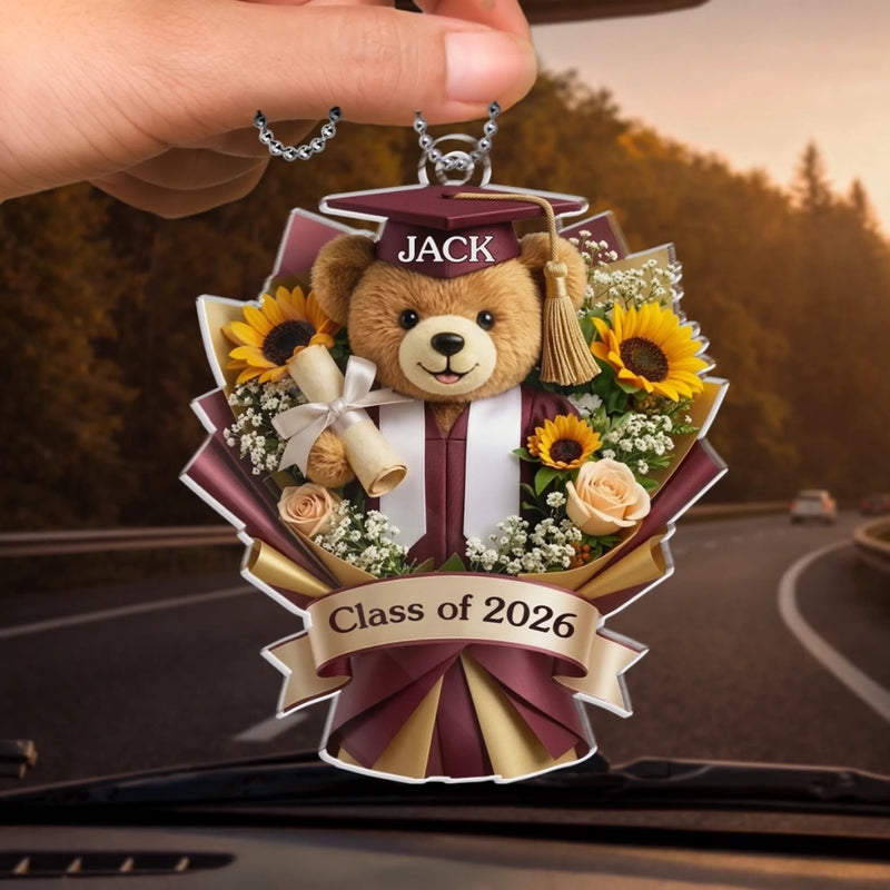Personalised Acrylic Car Ornament - Meaningful Graduation Gift - And So The Adventure Begins