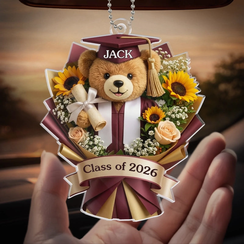 Personalised Acrylic Car Ornament - Meaningful Graduation Gift - And So The Adventure Begins