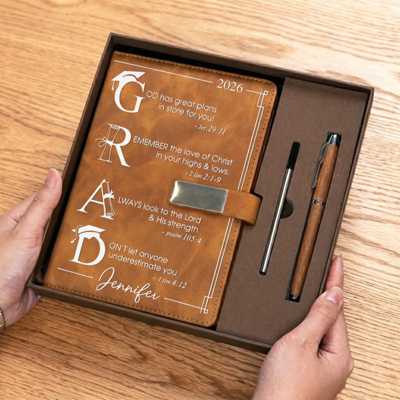 Personalized PU Leather Notebook -  Meaningful Memorial or Graduation Gift - Hard Work Paid Off