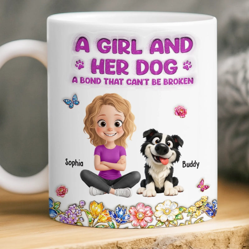 Personalised 3D Inflated Effect Mug – Mother's Day & Birthday Gift for Dog Lovers, Dog Mom – A Bond That Will Never Break